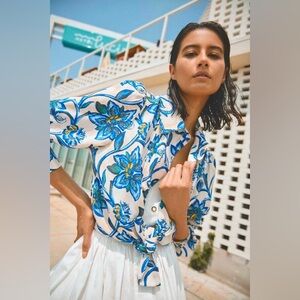 HUNTER BELL James Shirt in Porcelain Floral, Large